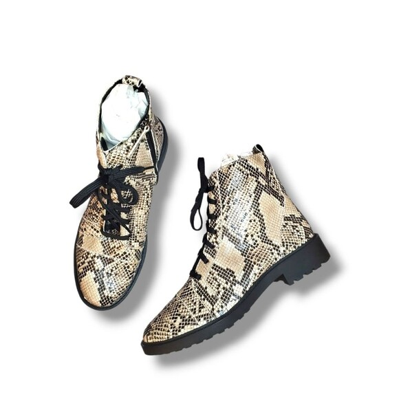 Linea Paolo Trinity Combat Boot in Cream Snake Sz 11 - Picture 3 of 14